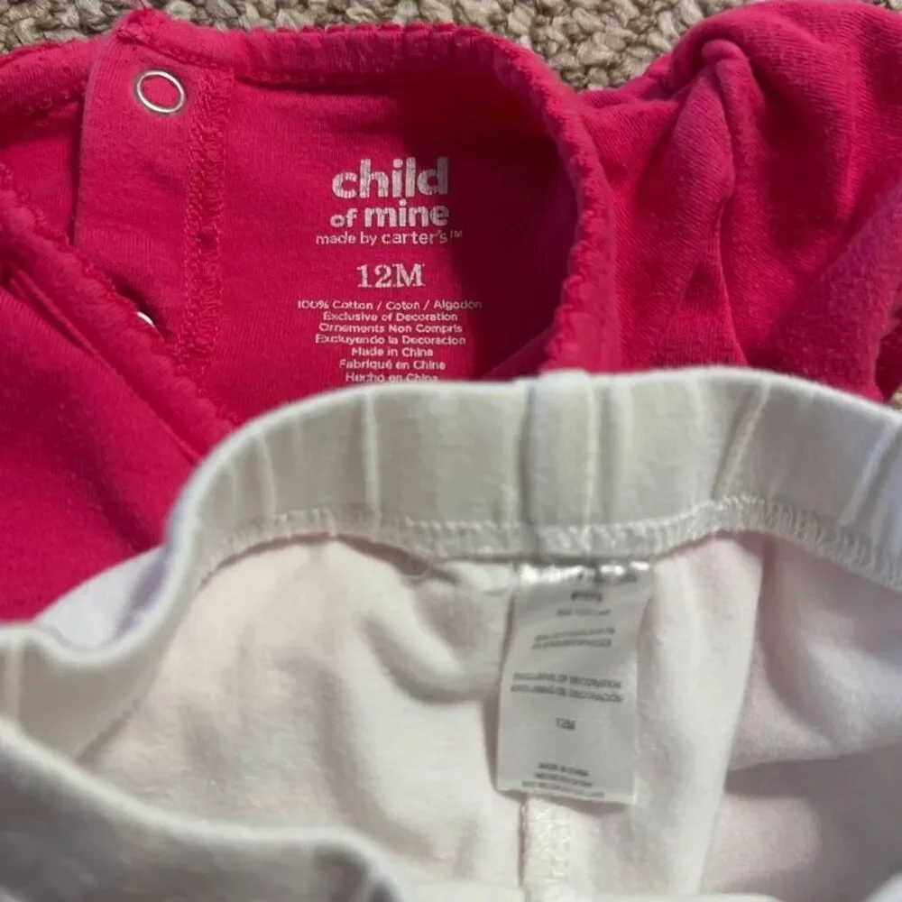 Baby Girl Outfit Set Pink So Much Love Pink Bodysuit White Shorts 12 Months
